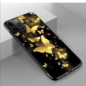 iPhone 12 Pro case.  beautiful black case with eye popping yellow butterflies